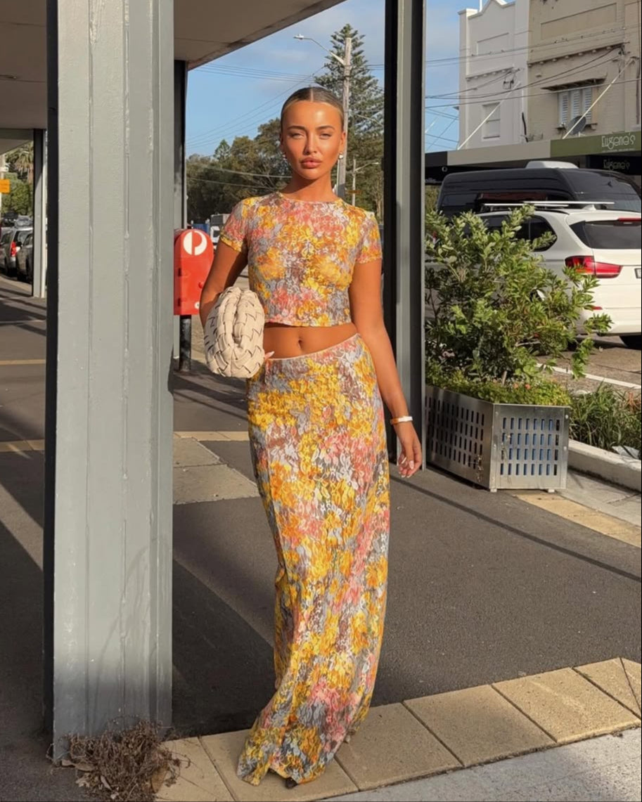 Completo Due Pezzi Donna – Crop Top e Maxi Gonna Stampa Floreale, Dorio Moda-83559-01467cba-32a1-4b19-9657-899aa8de3a3e