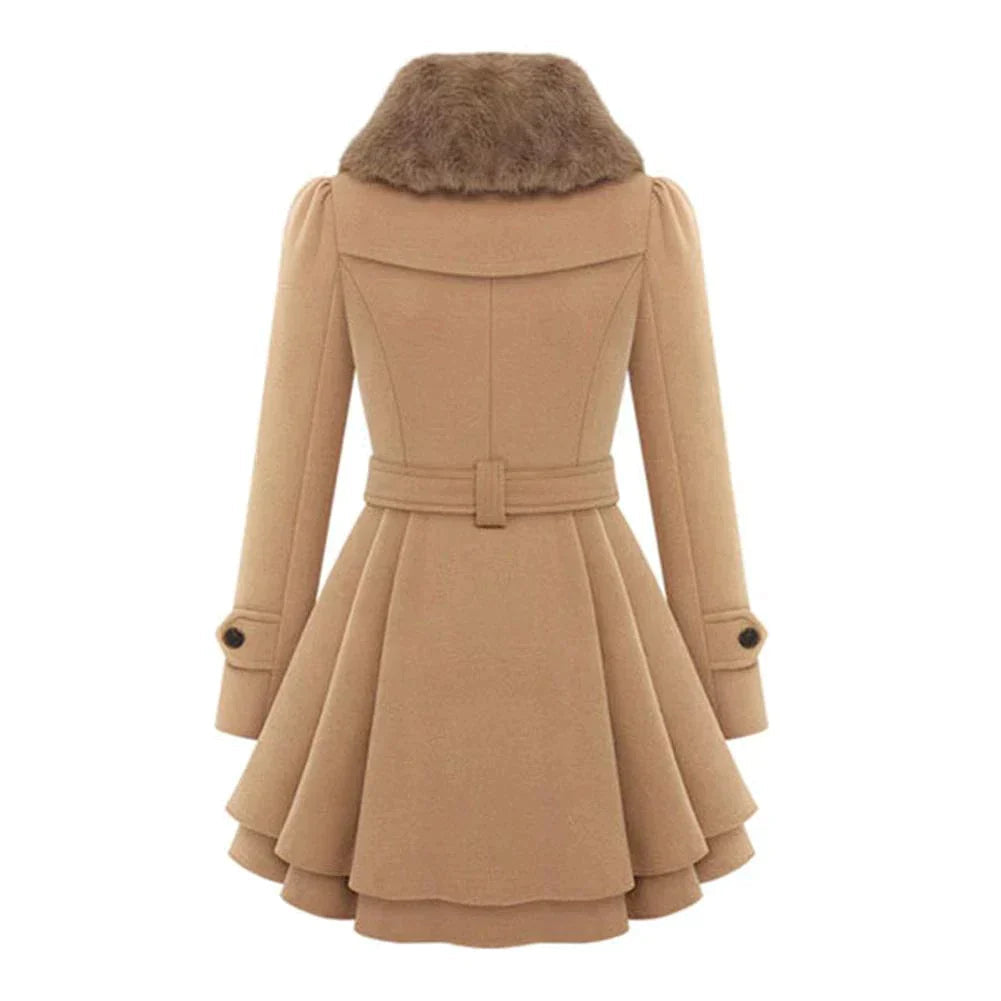 Cappotto Donna Doppio Petto – Collo Pelliccia Sintetica, Cintura, Svasato-82347-02de3694-168d-45ba-80b9-47489ca97346