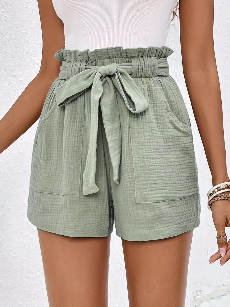 Shorts a Vita Alta con Cintura