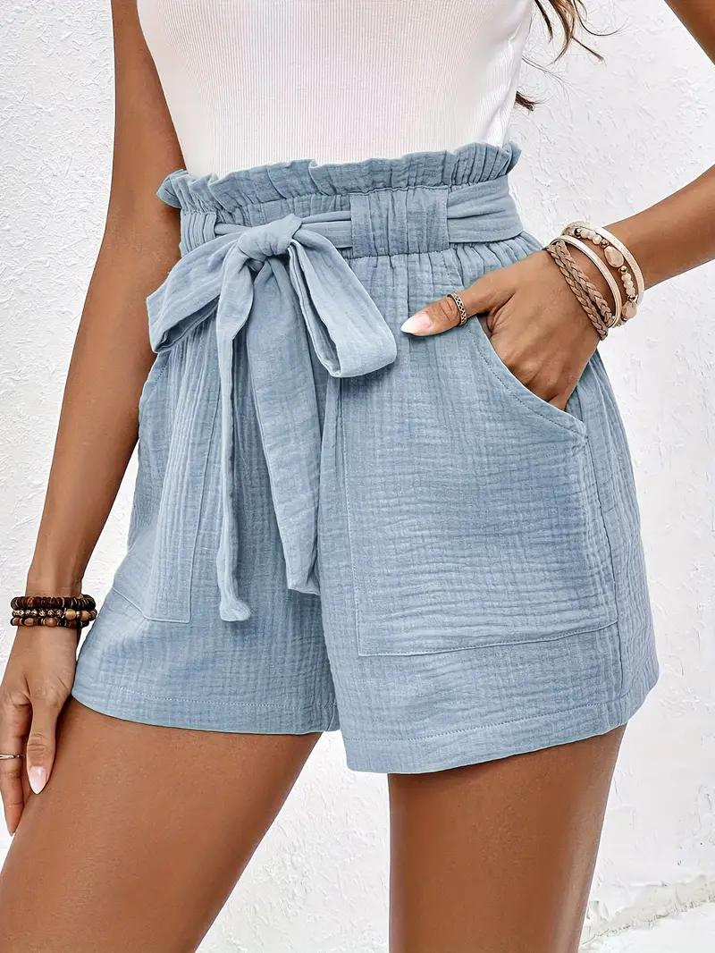 Shorts a Vita Alta con Cintura