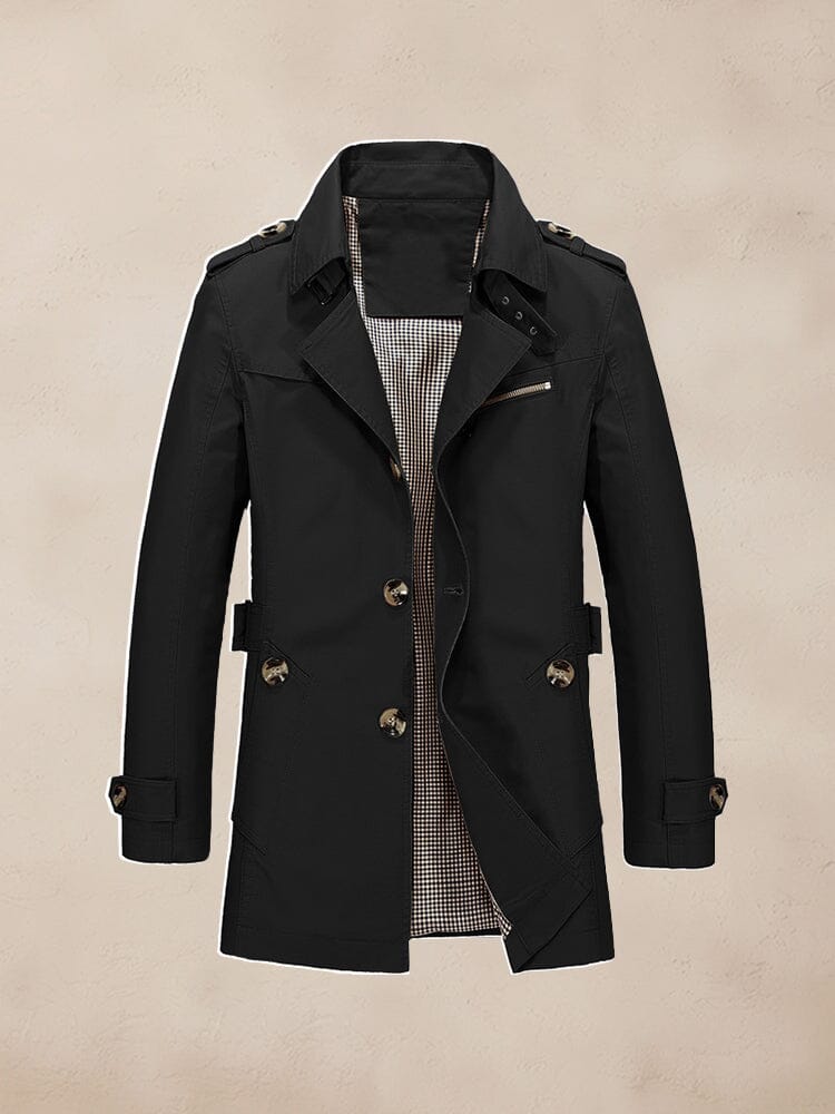 Classic Leisure Trench Coat Coat coofandy Black M 