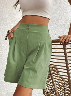 Donna Shorts Vita Alta Pieghe Frontali Tasche Funzionali-82558-0862769f-ab66-4361-a681-6da2dcc89e8e