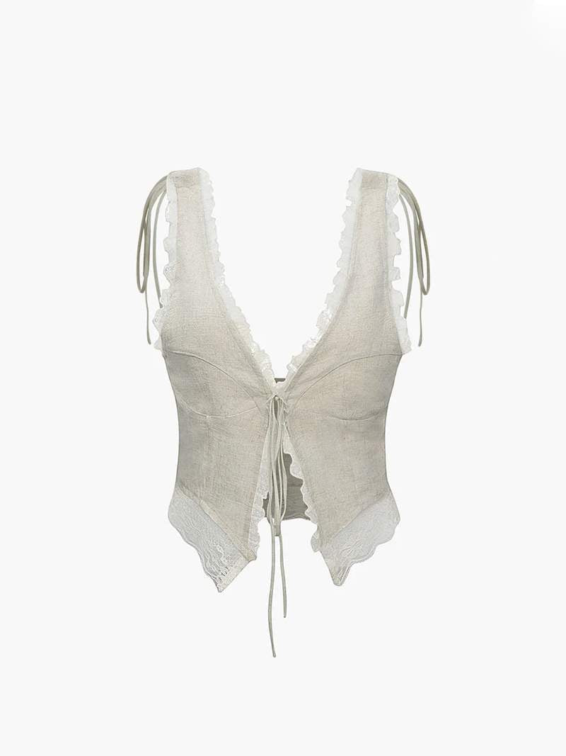 Top con Dettagli in Pizzo e Nodo