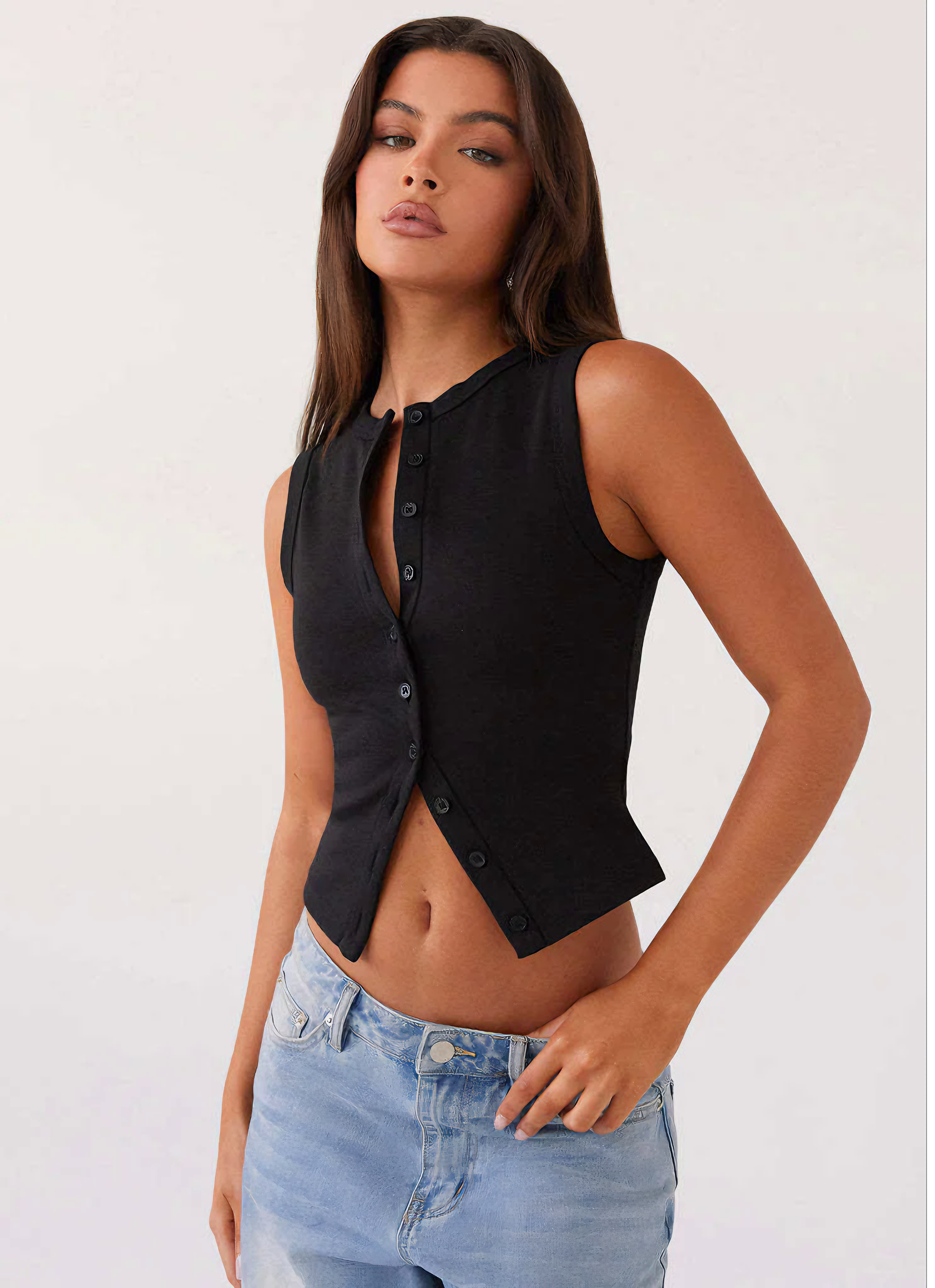 Abito Donna in Maglia a Costine Senza Maniche con Bottoni-83523-0c5fe46b-92aa-486d-8093-321185ca5228