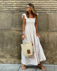 Abito | Boho Busto plissettato, maniche arricciate | Estate