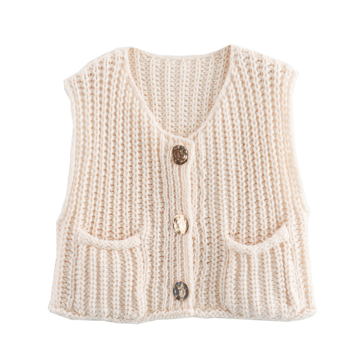 Gilet Maglia Bottoni Dorati – Eleganza Chic