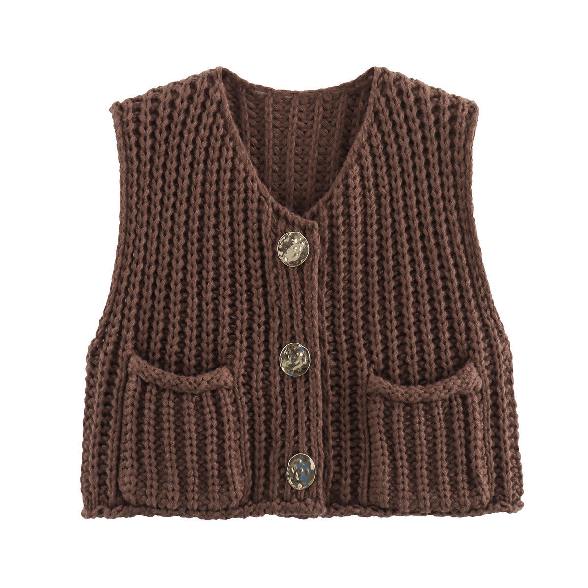 Gilet Maglia Bottoni Dorati – Eleganza Chic