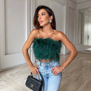 Top Piume Sofisticato
