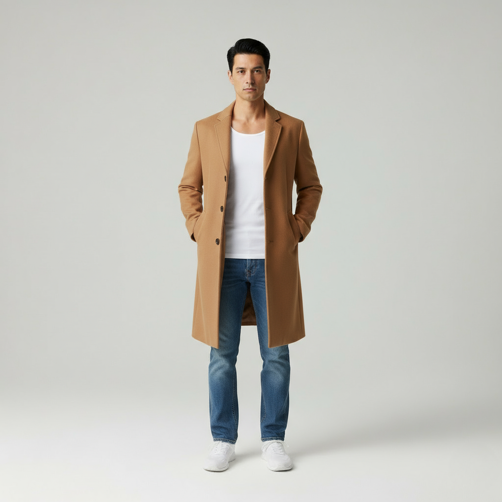 Riccardo Cappotto Lungo in Lana Stile Elegante Uomo