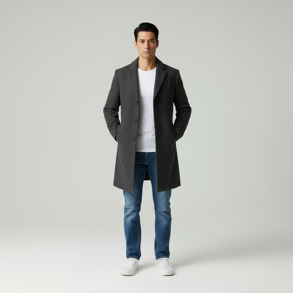 Riccardo Cappotto Lungo in Lana Stile Elegante Uomo
