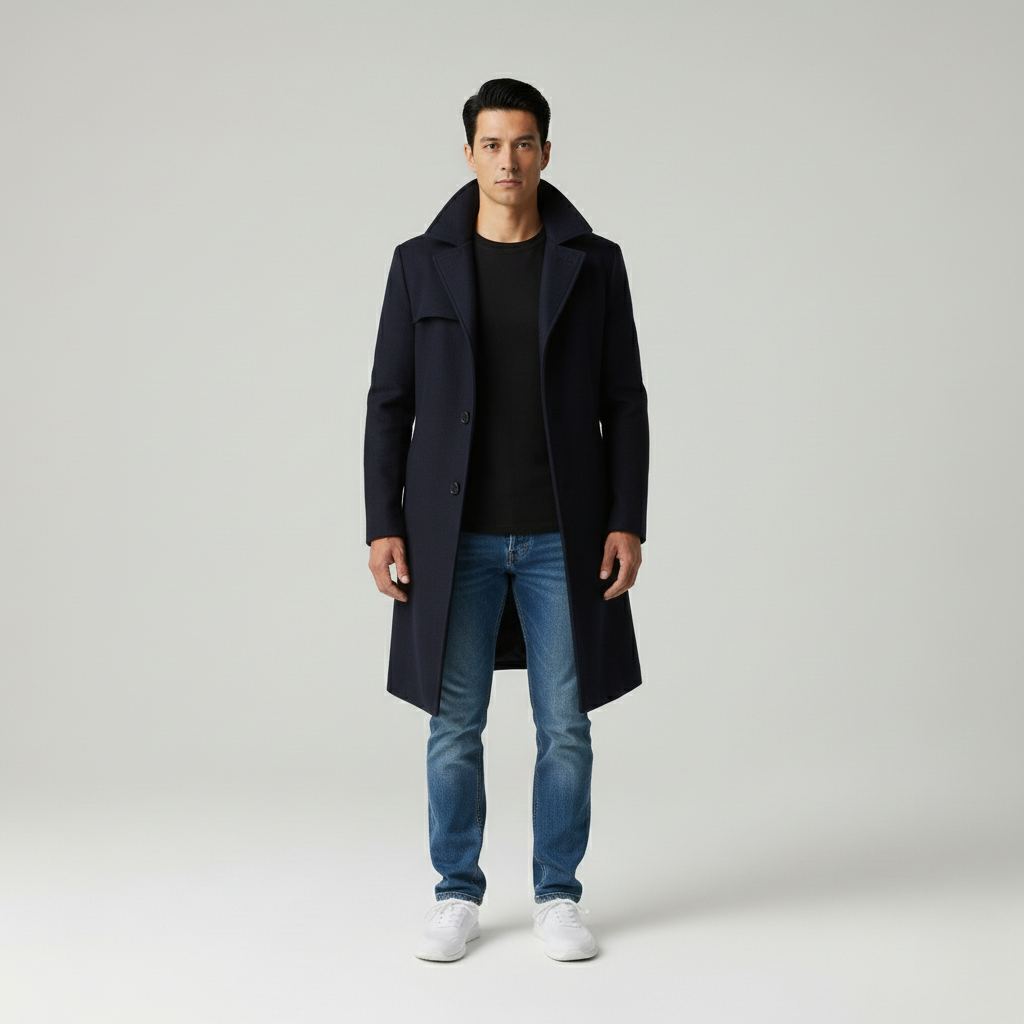 Riccardo Cappotto Lungo in Lana Stile Elegante Uomo