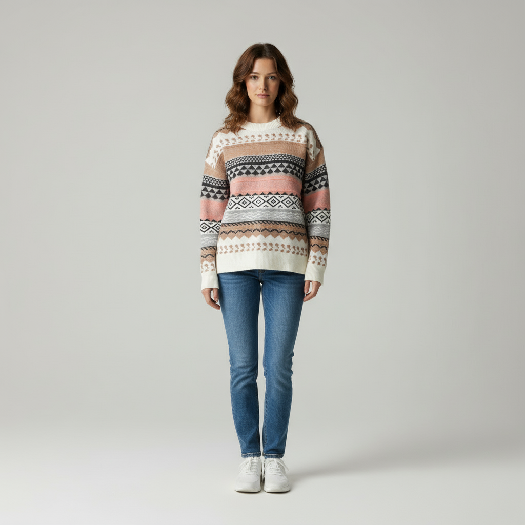 Maglione Aisling con Motivo Nordic e Girocollo