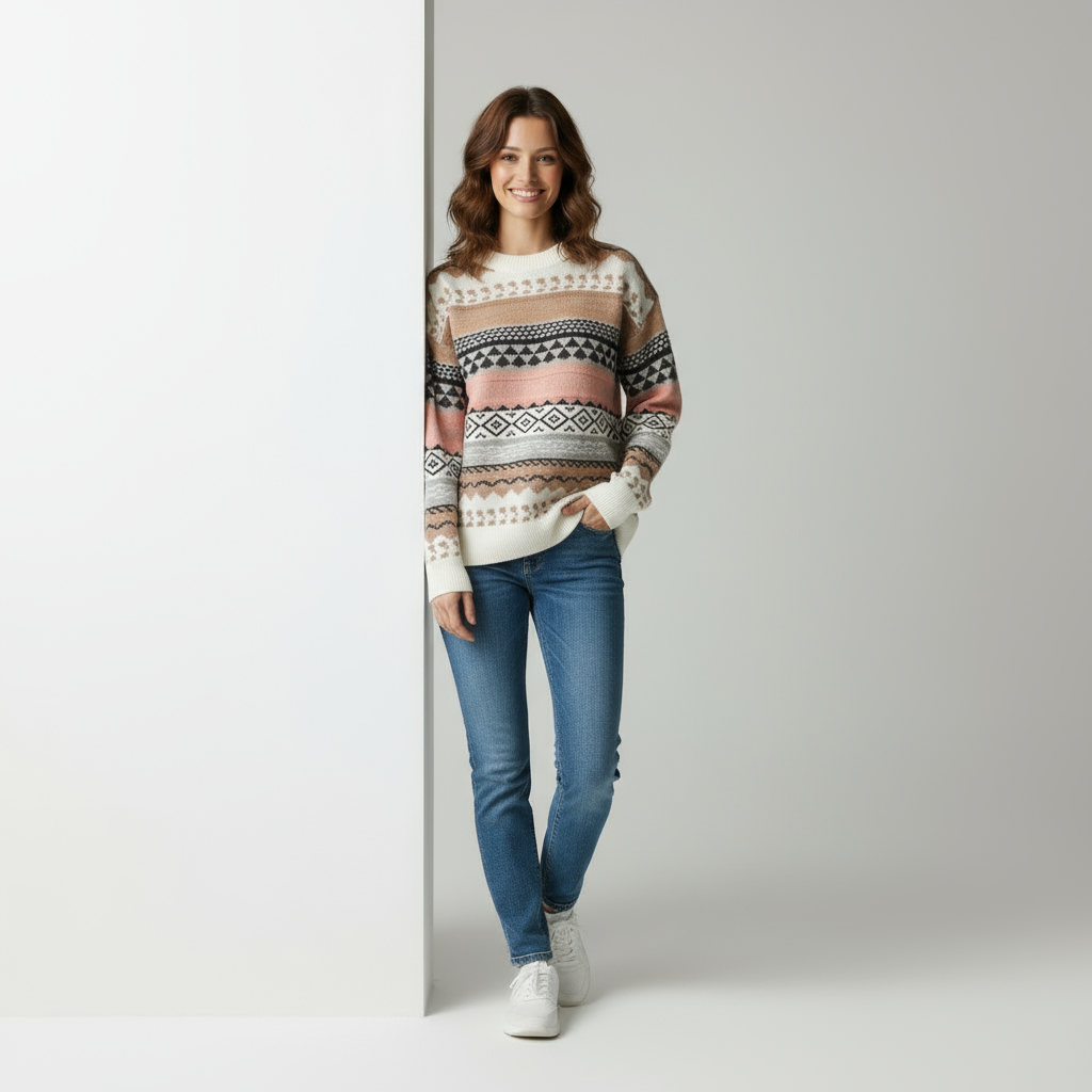 Maglione Aisling con Motivo Nordic e Girocollo
