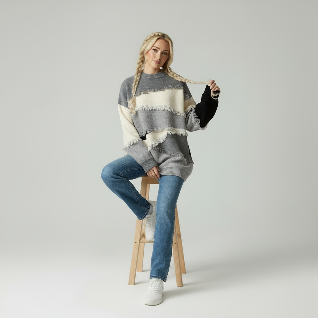 Oversize Patchwork Frange Chic