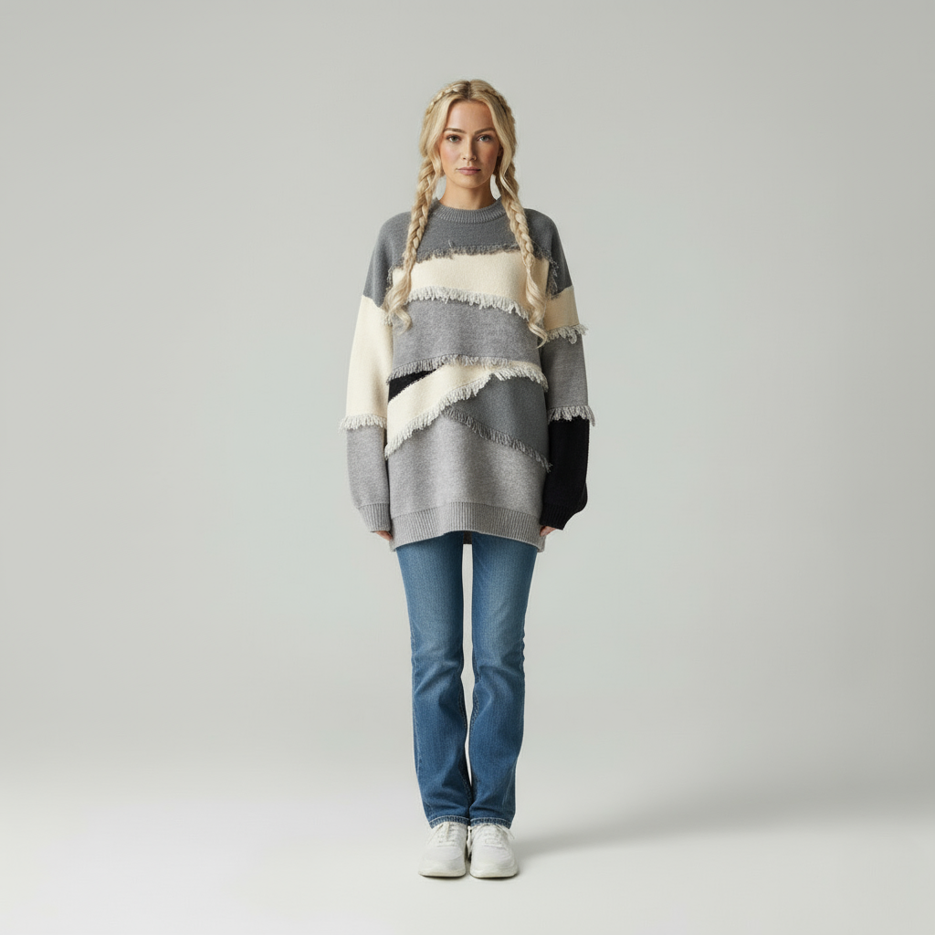 Oversize Patchwork Frange Chic