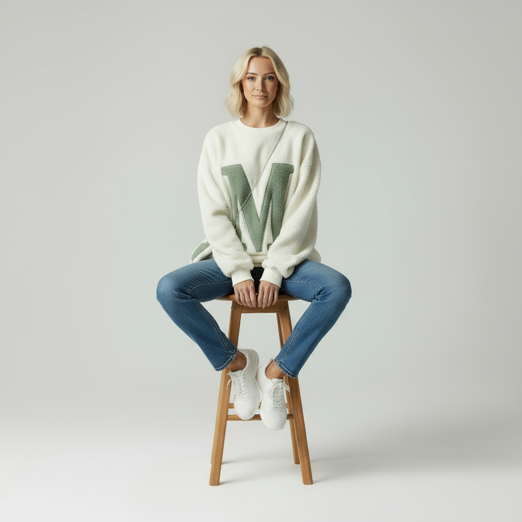 Maglione Oversize in Teddy Fleece con Borsa