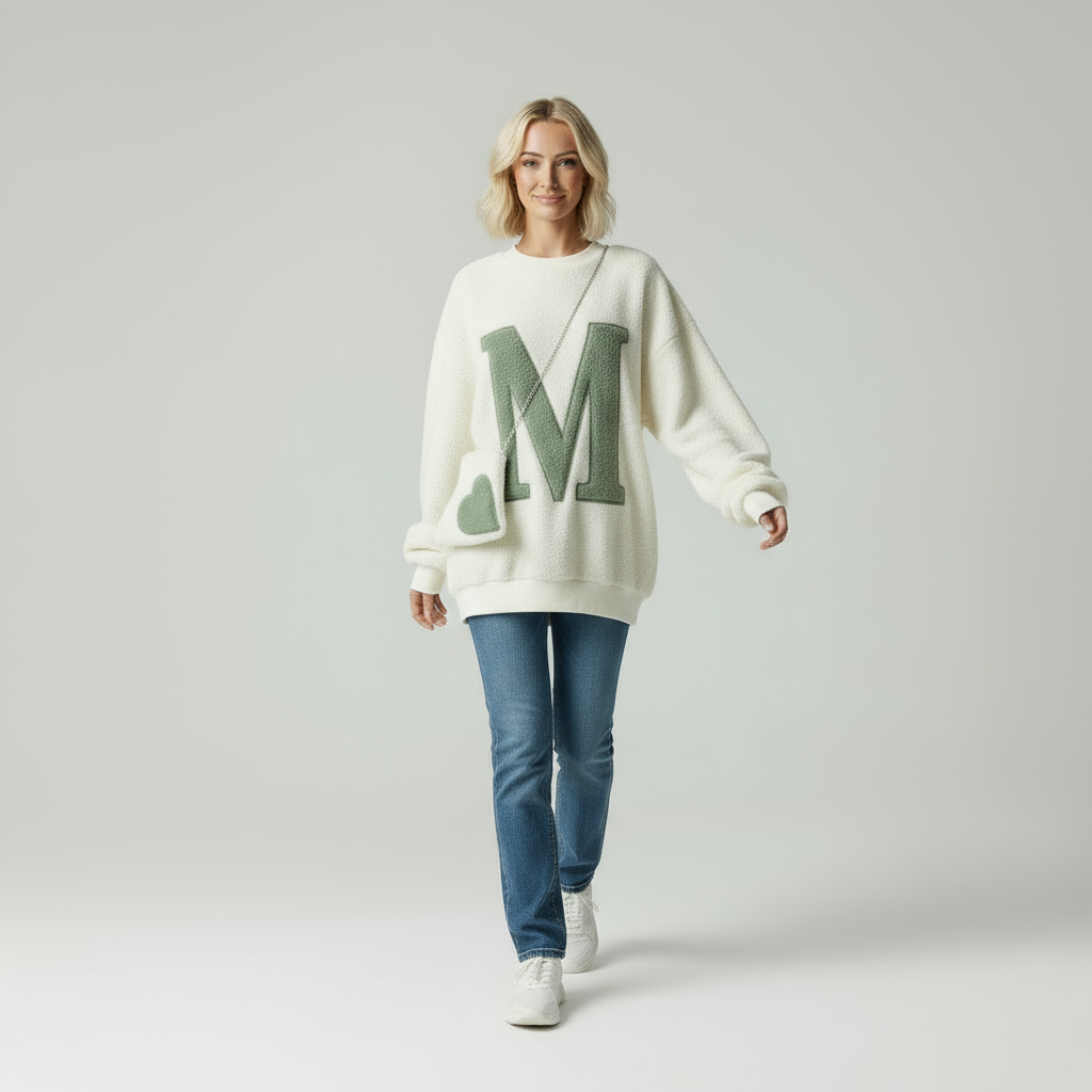 Maglione Oversize in Teddy Fleece con Borsa