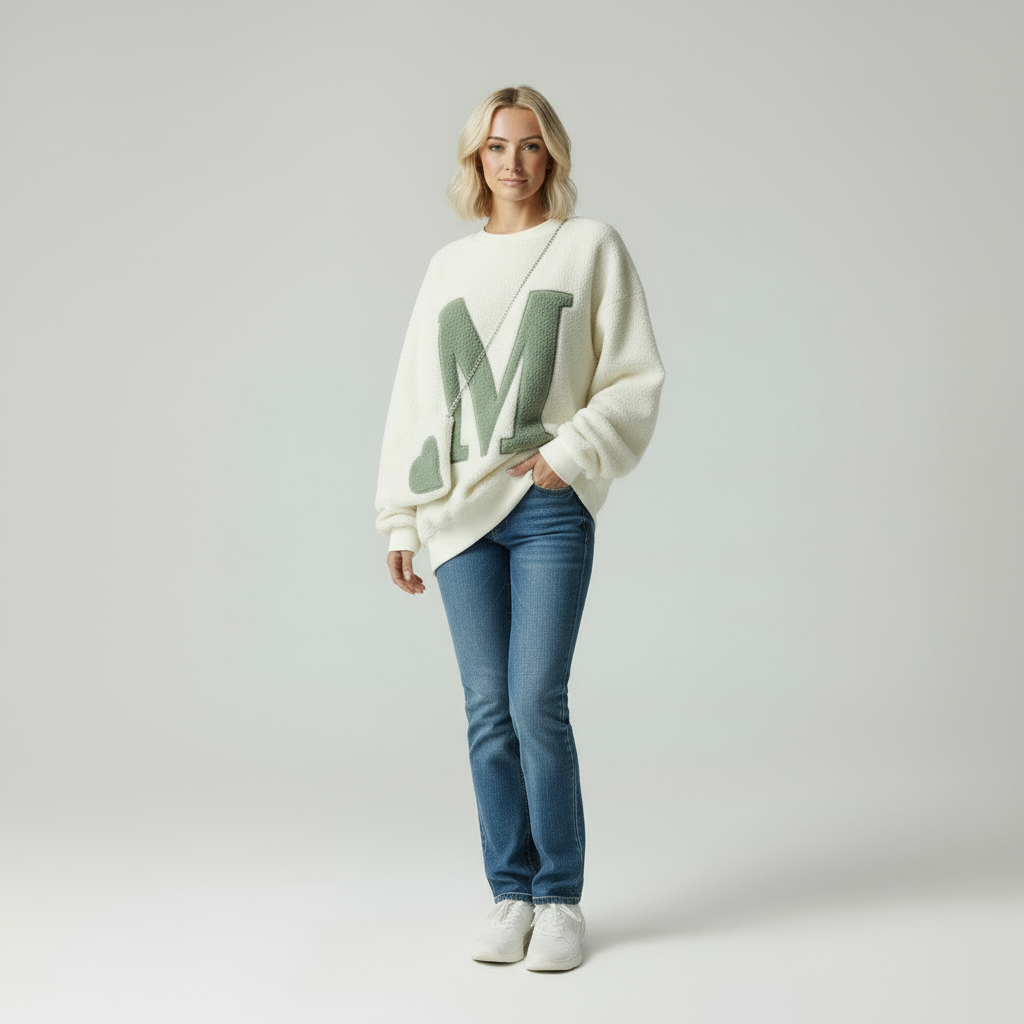 Maglione Oversize in Teddy Fleece con Borsa