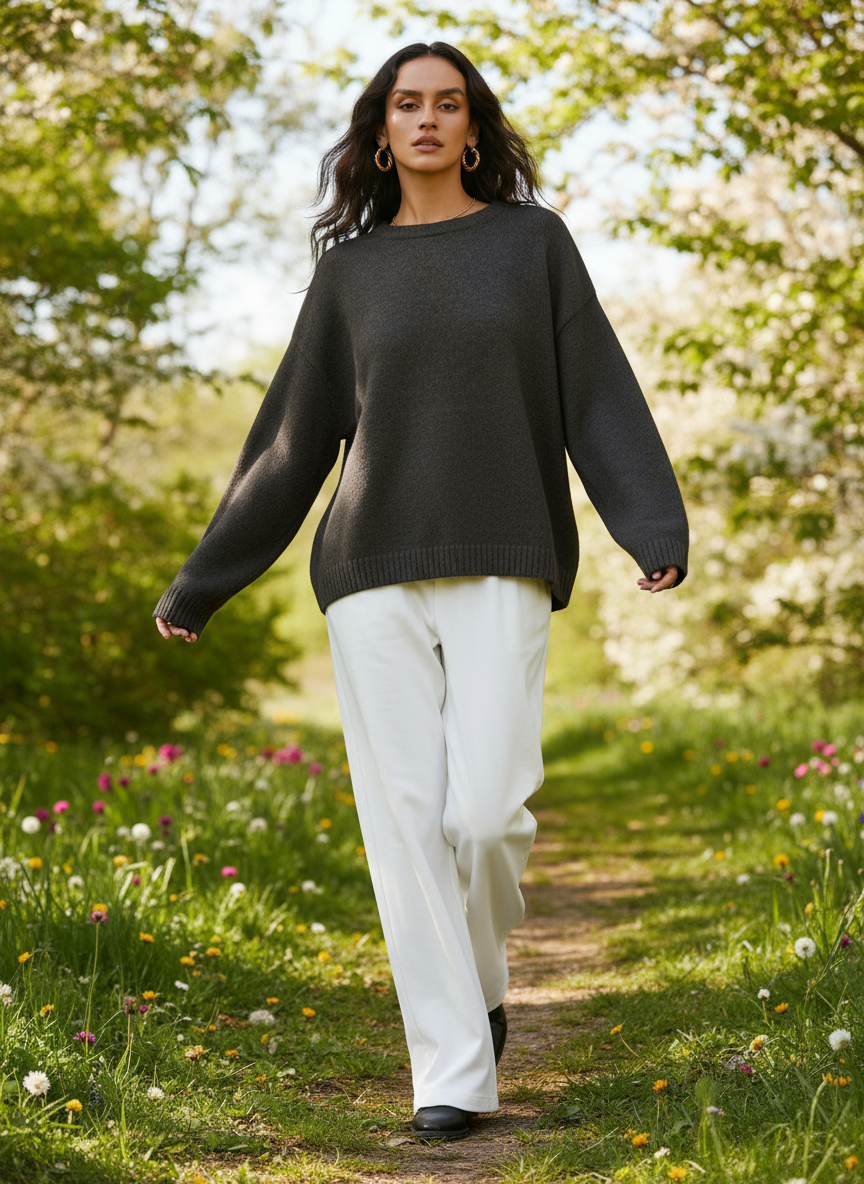 Maglione in Lana Oversize Vestibilità Morbida