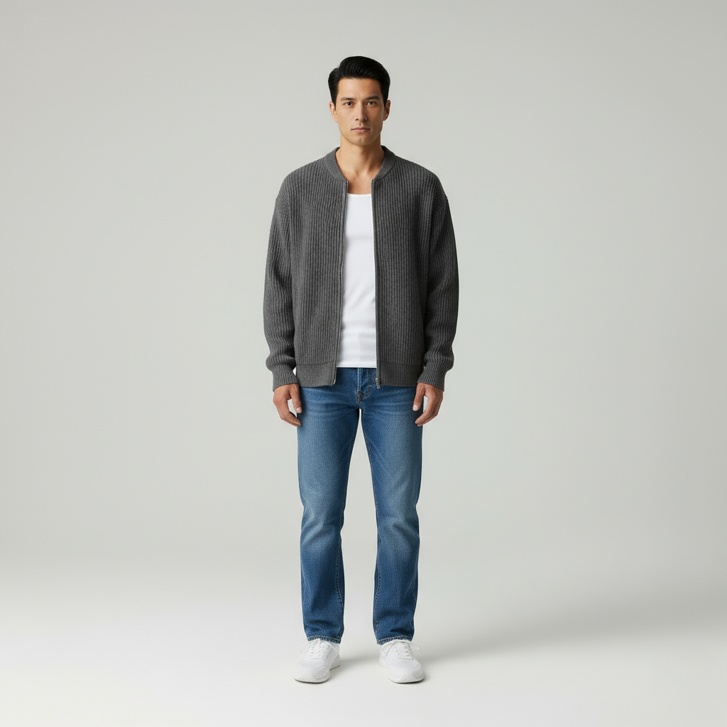 Stefano Cardigan  con cerniera e morbido collo alto