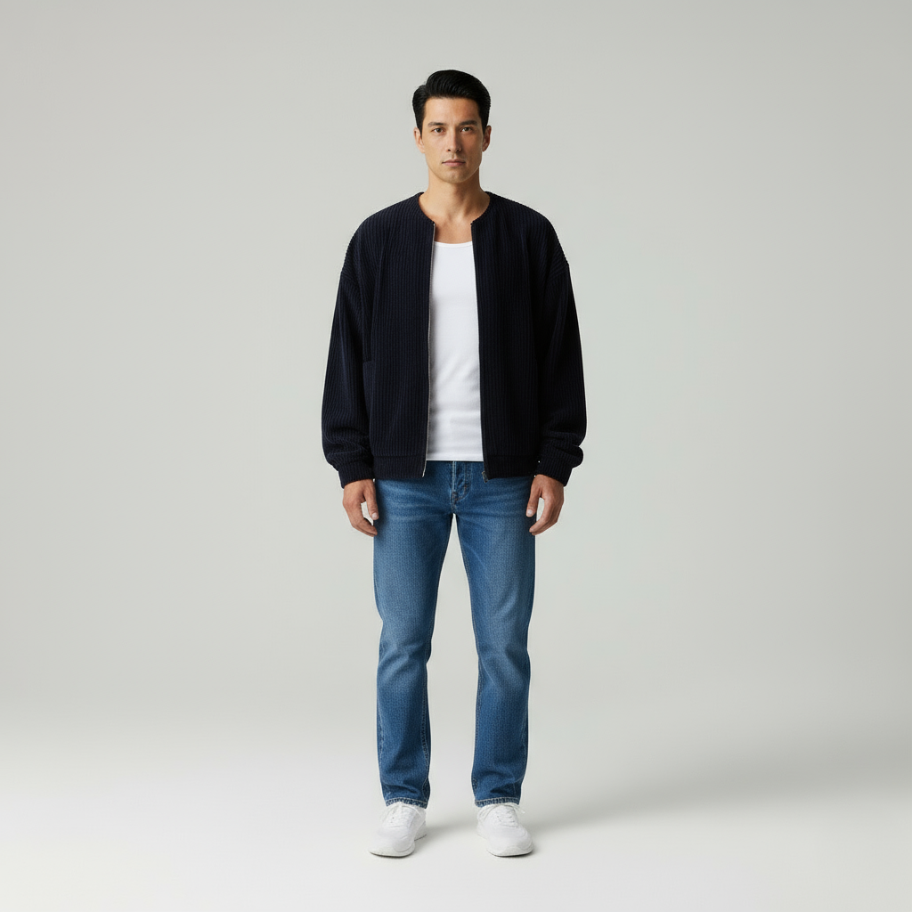 Stefano Cardigan  con cerniera e morbido collo alto