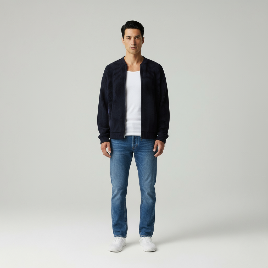 Stefano Cardigan  con cerniera e morbido collo alto