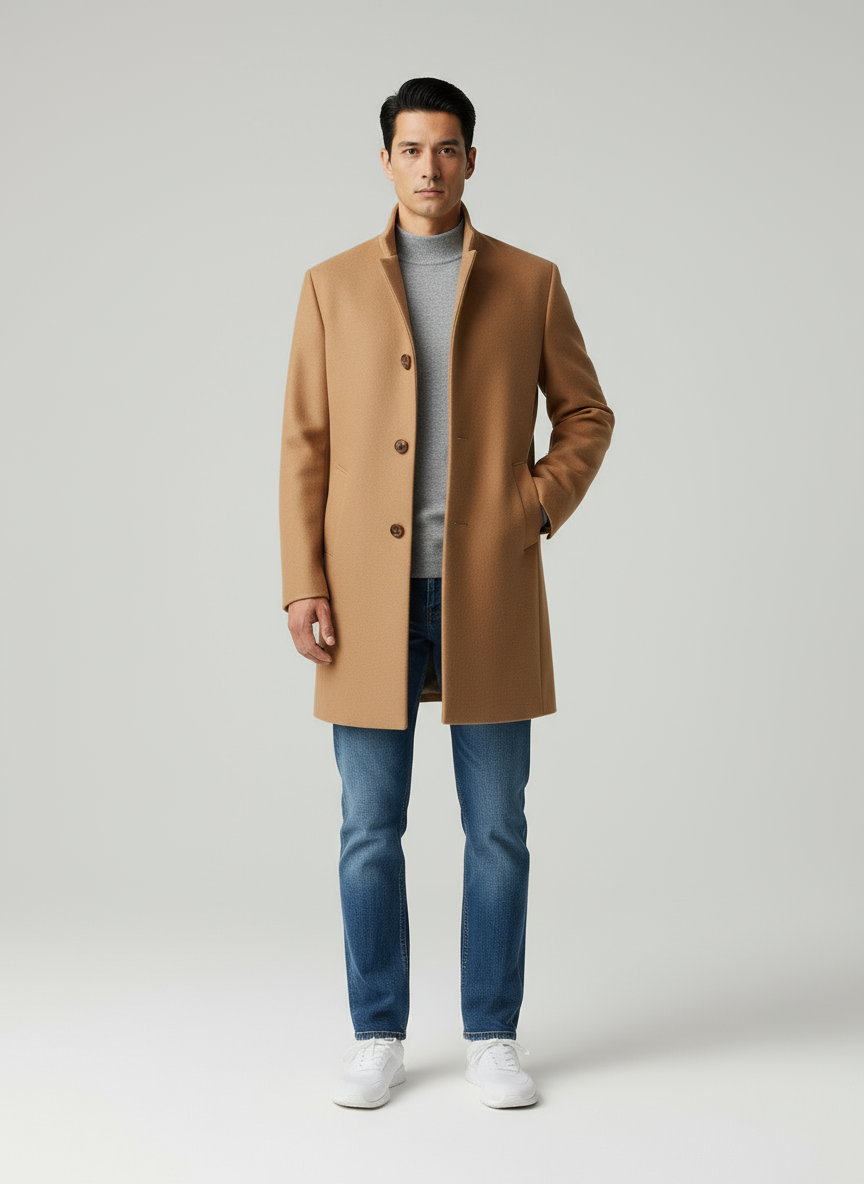 Antonio Tweed con elegante collo alto