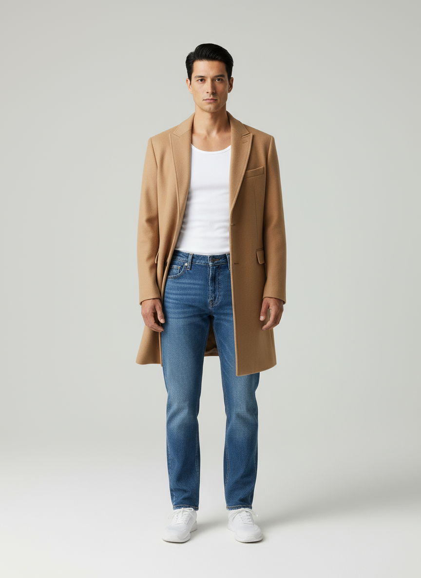 Antonio Tweed con elegante collo alto