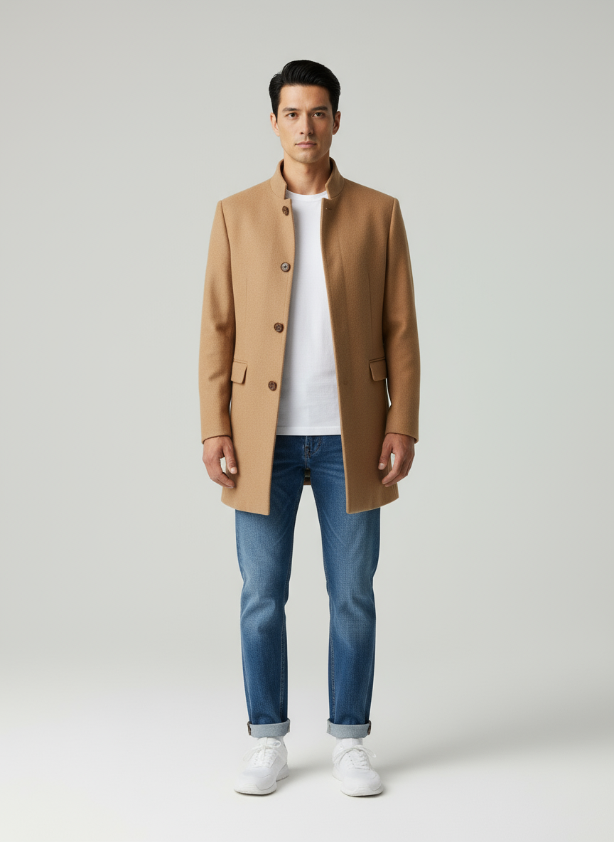 Antonio Tweed con elegante collo alto