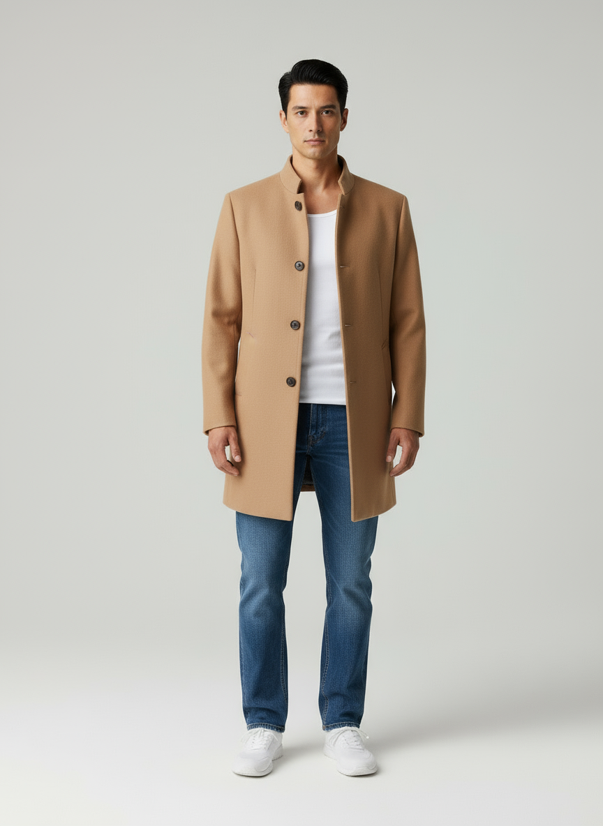 Antonio Tweed con elegante collo alto