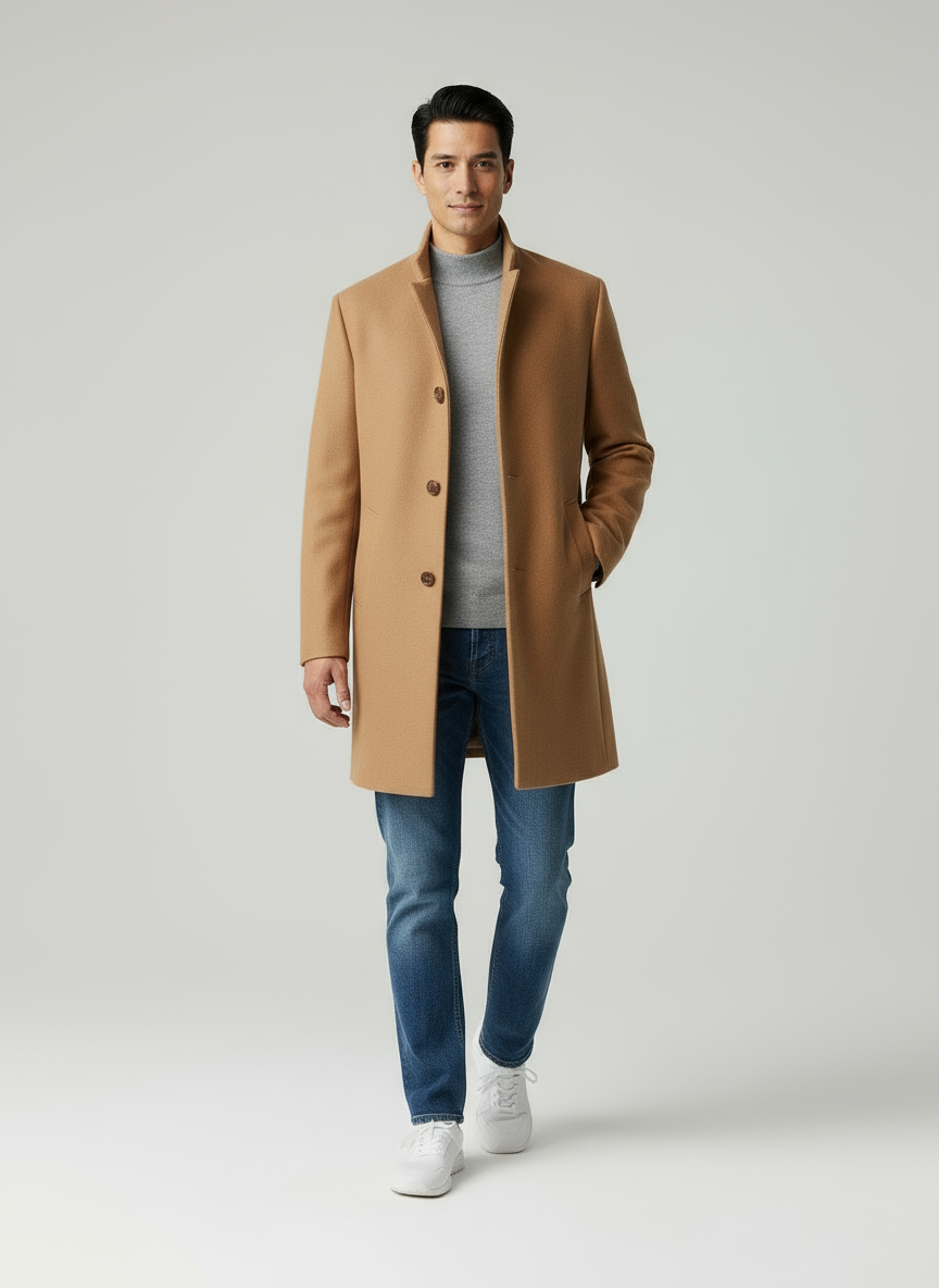 Antonio Tweed con elegante collo alto