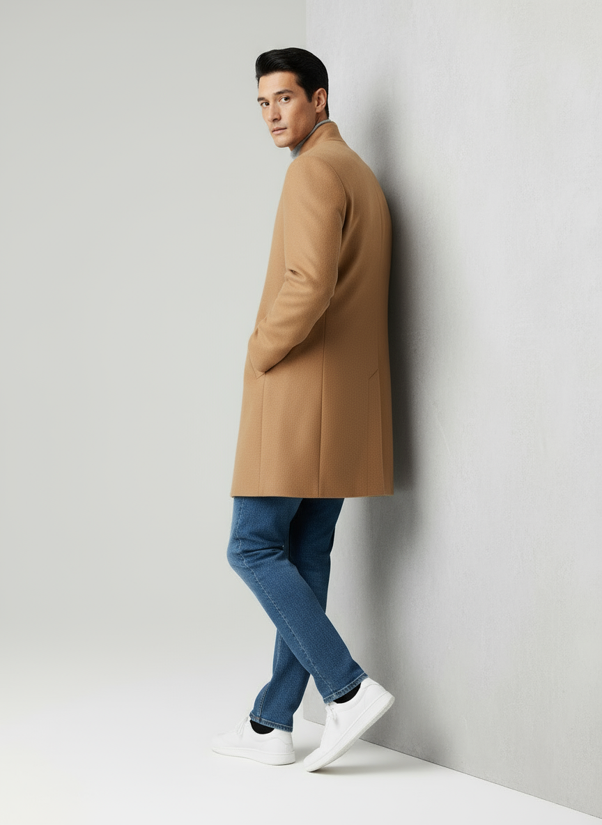 Antonio Tweed con elegante collo alto