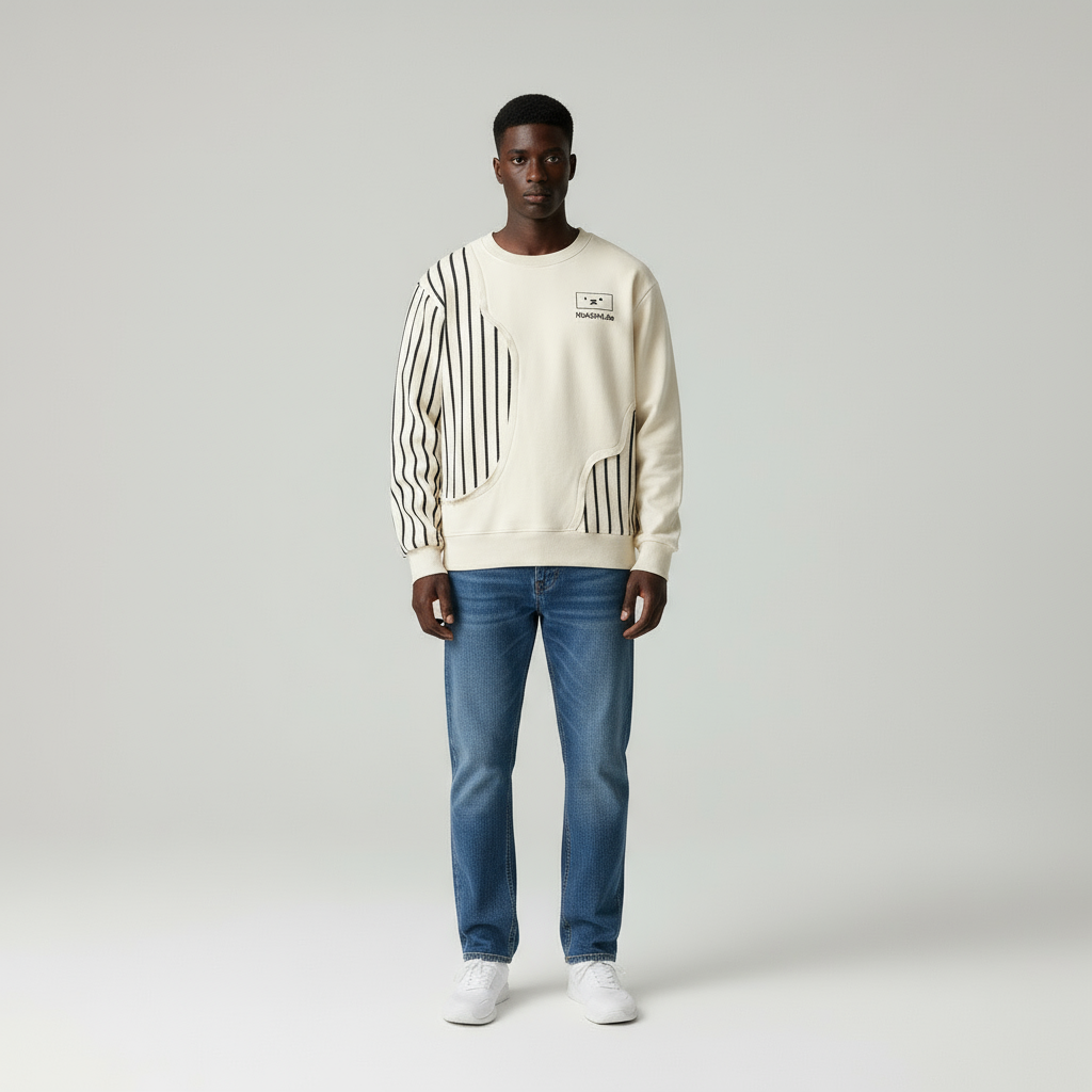 Enzo Camicia patchwork  con elegante stampa a righe