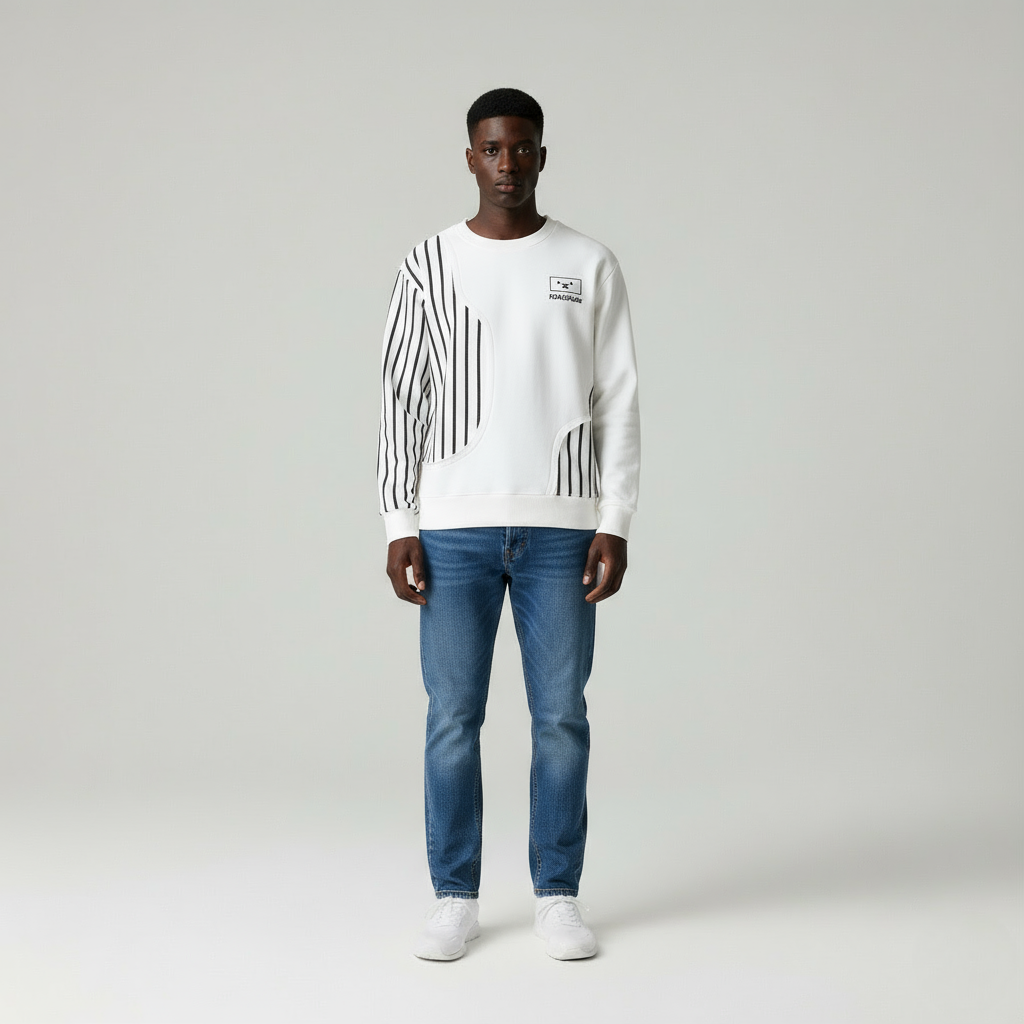 Enzo Camicia patchwork  con elegante stampa a righe