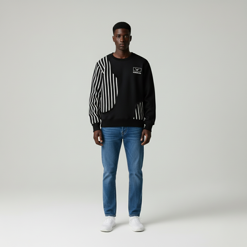 Enzo Camicia patchwork  con elegante stampa a righe