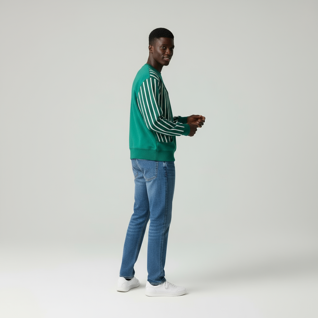 Enzo Camicia patchwork  con elegante stampa a righe