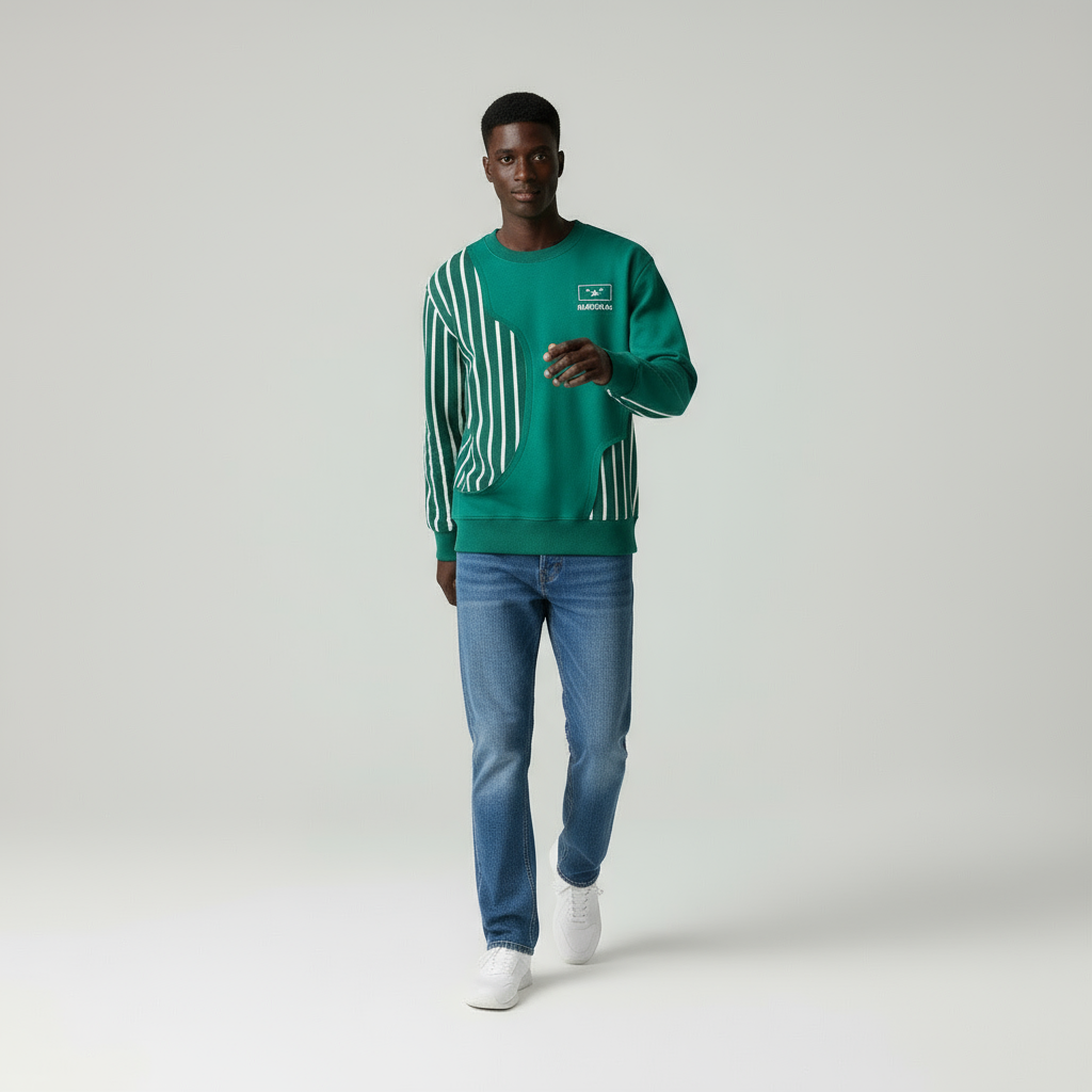 Enzo Camicia patchwork  con elegante stampa a righe