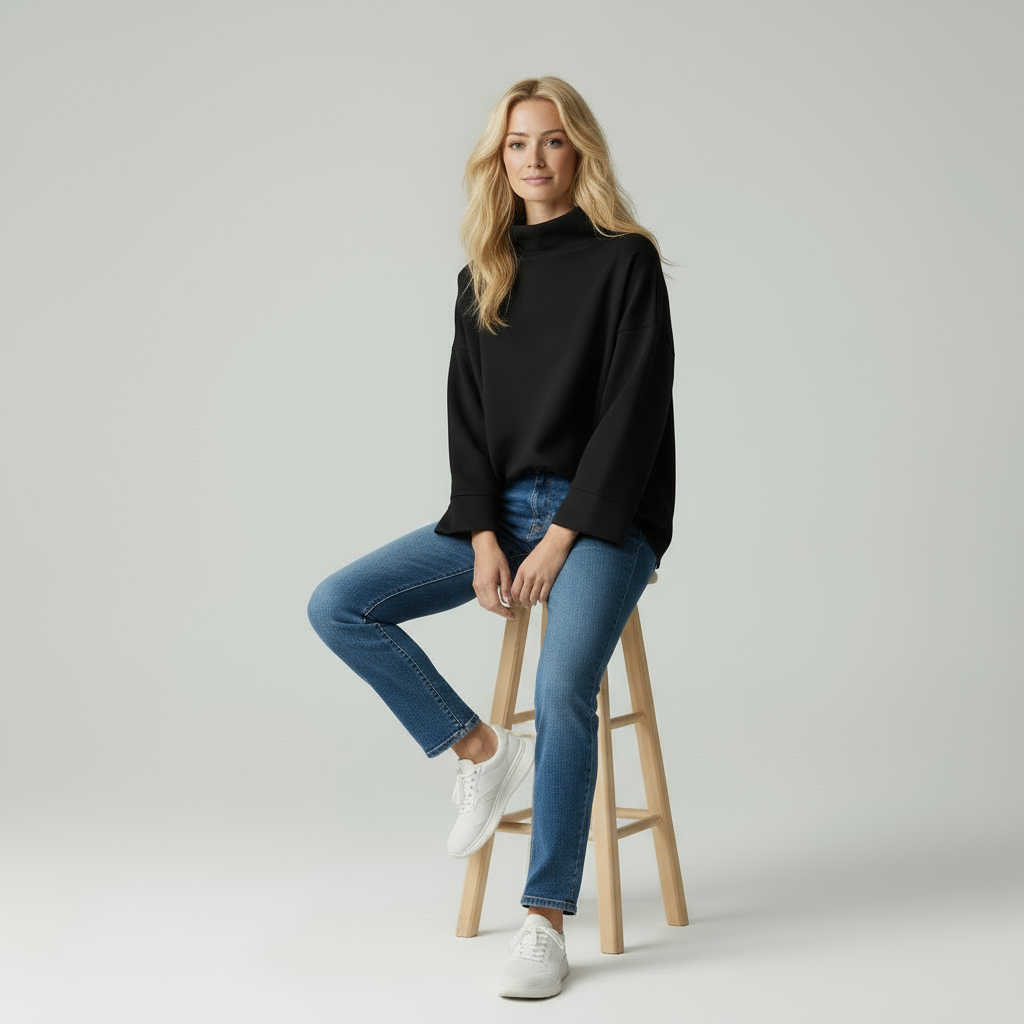 Czarina con Collo Drappeggiato e Maniche Voluminose