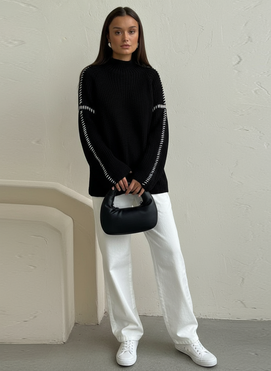 Victoria con Collo Alto e Dettagli a Contrasto