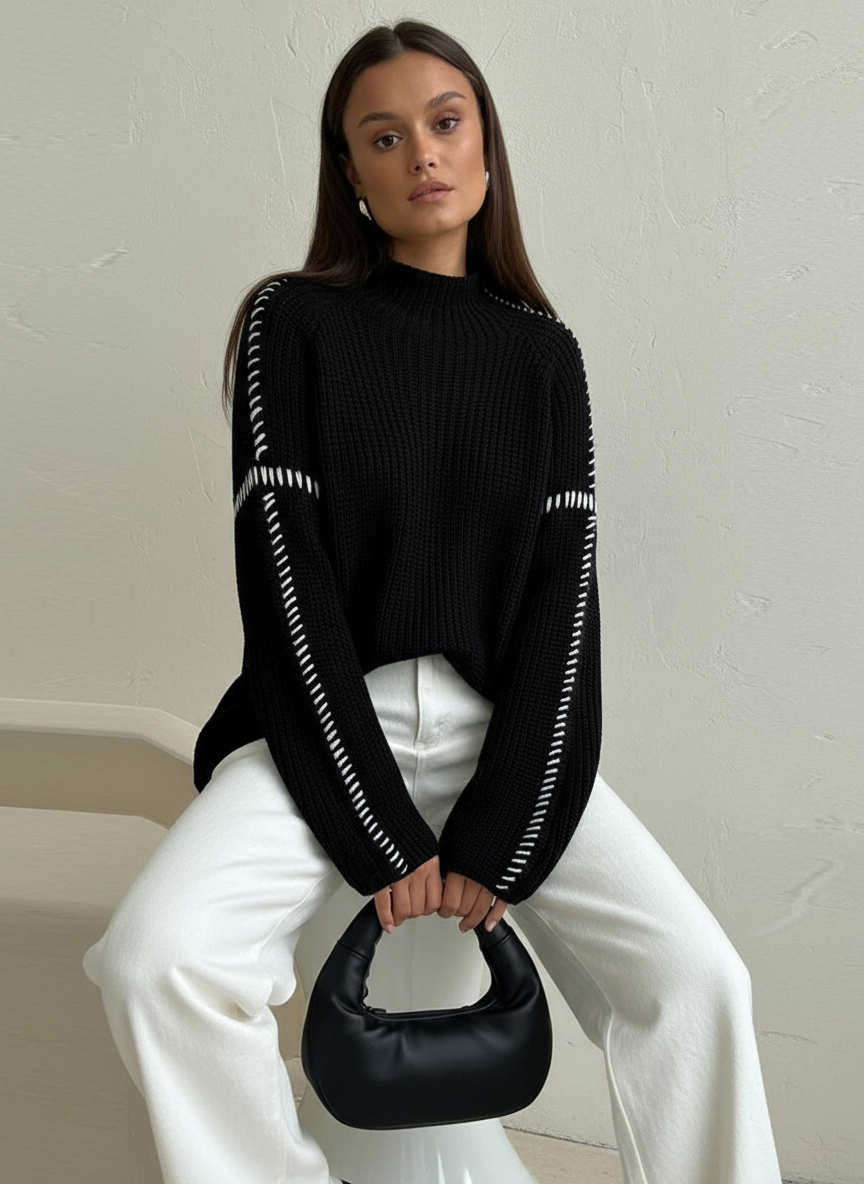 Victoria con Collo Alto e Dettagli a Contrasto