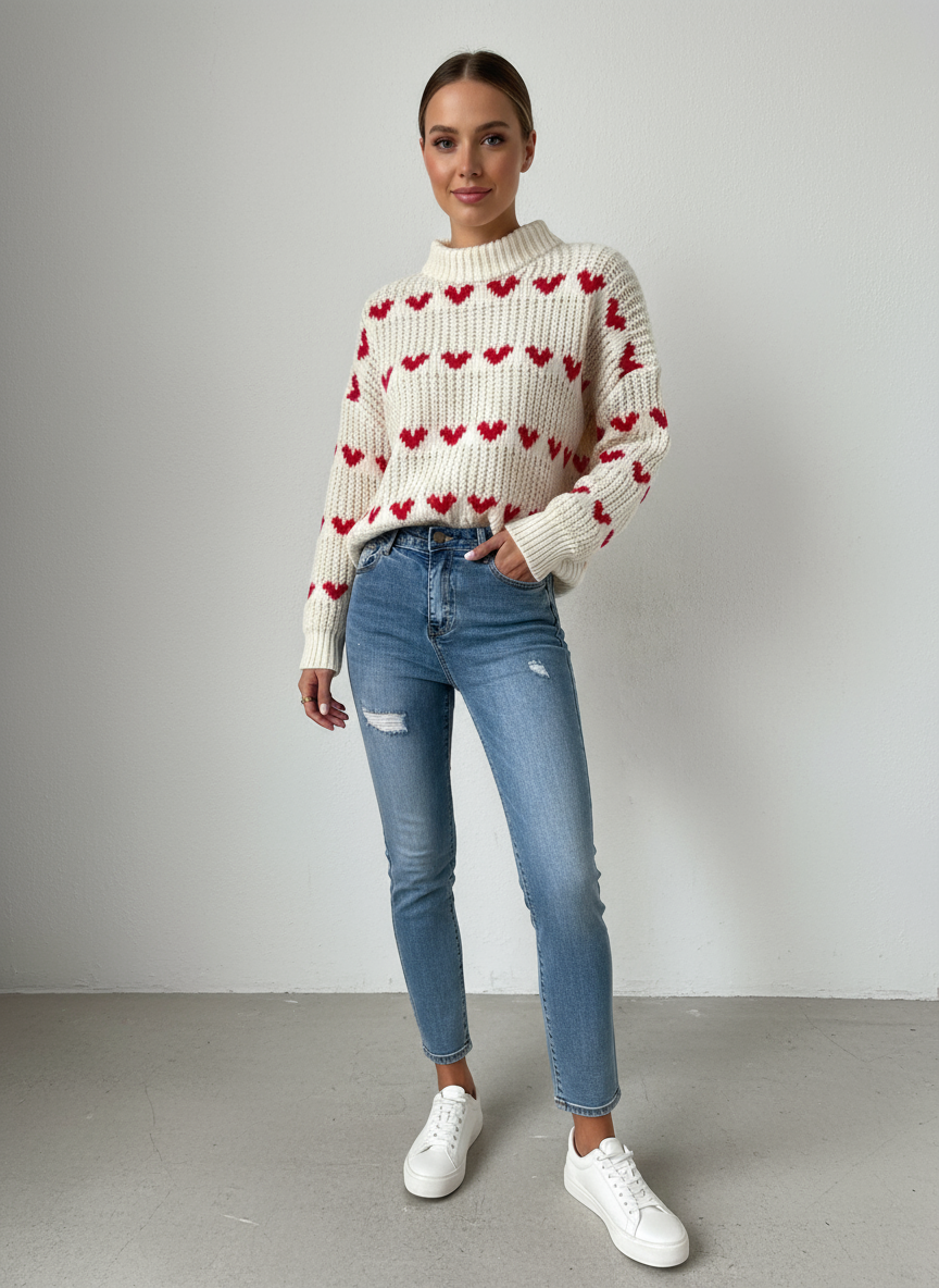 Jamie con Cuori in Maglia Lavorata