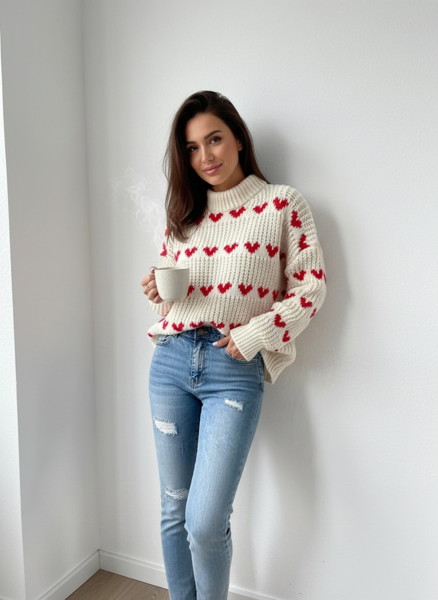 Jamie con Cuori in Maglia Lavorata