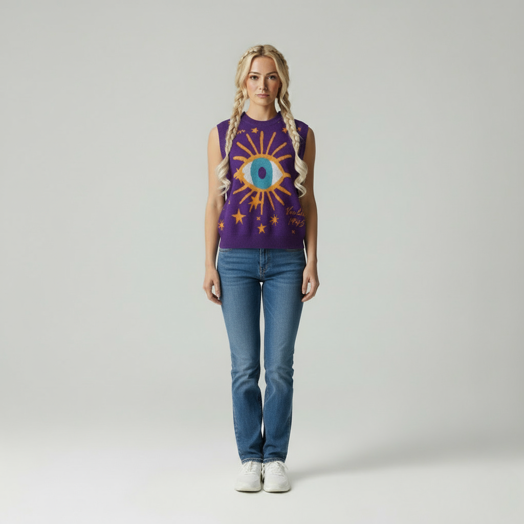 Gilet Maglia Intarsio Occhio - Stile Chic