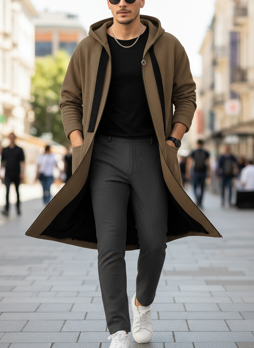 Marc Giacca lunga con cappuccio  in stile moderno