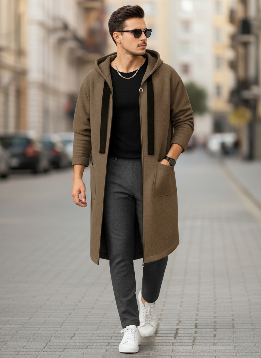 Marc Giacca lunga con cappuccio  in stile moderno