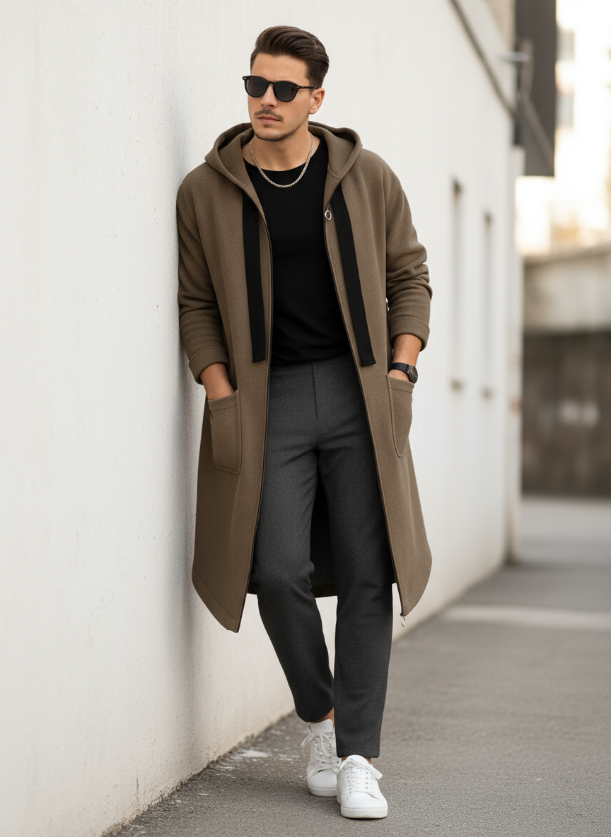 Marc Giacca lunga con cappuccio  in stile moderno