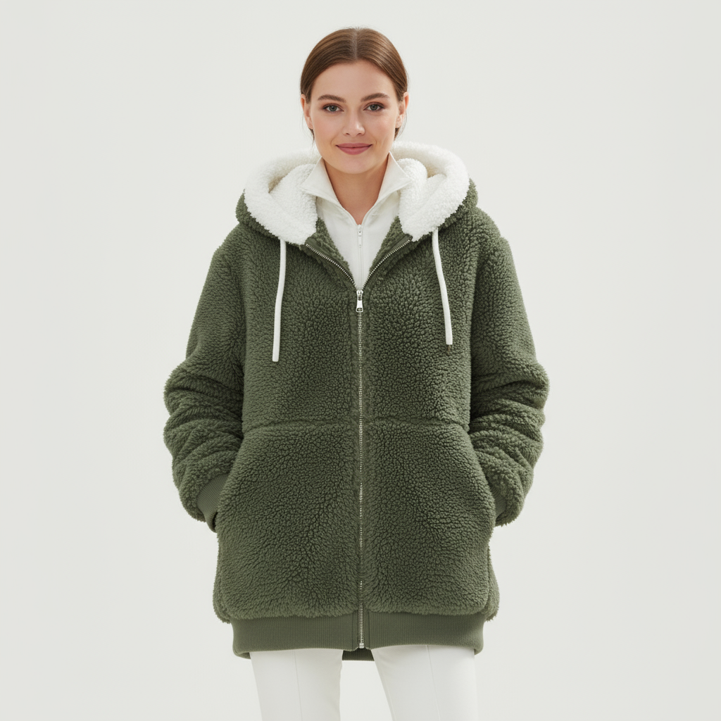 Elena Giacca in Pile con Cappuccio