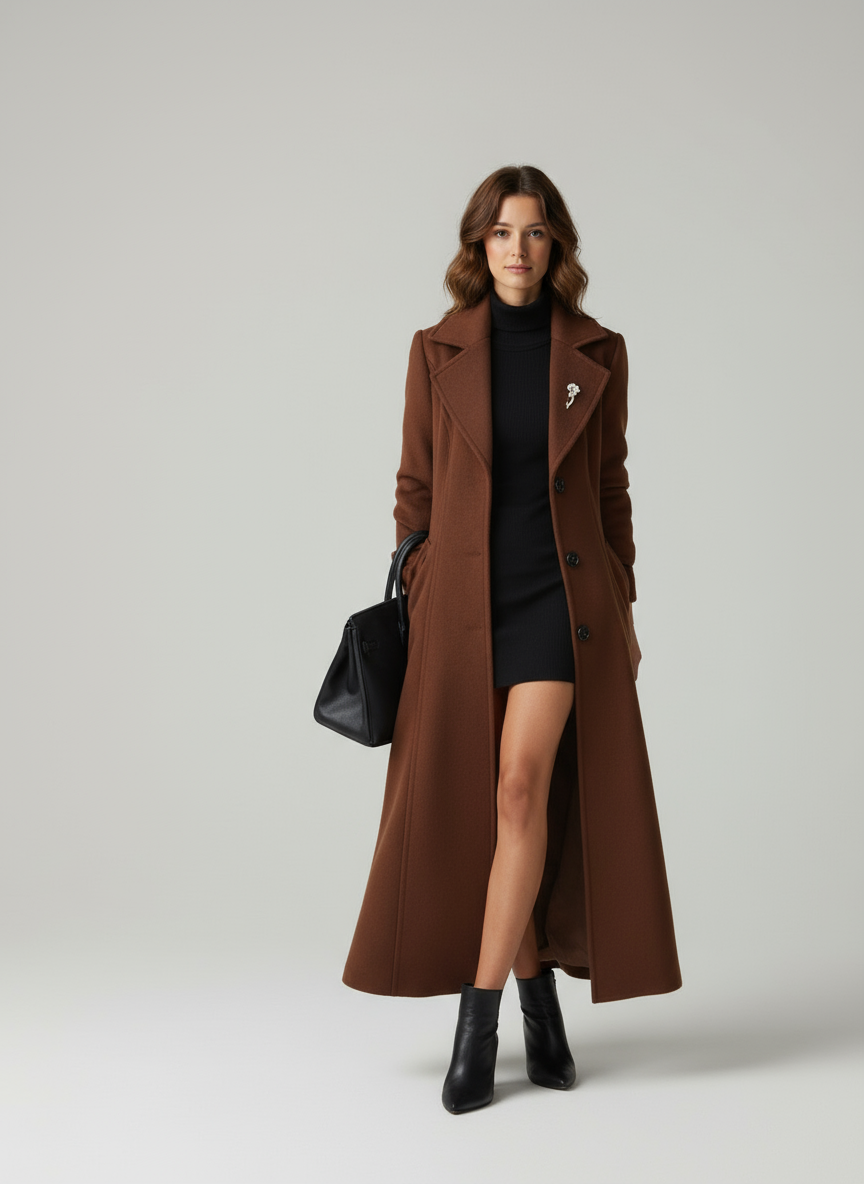 Cappotto lungo in lana Elora Modern Elegance