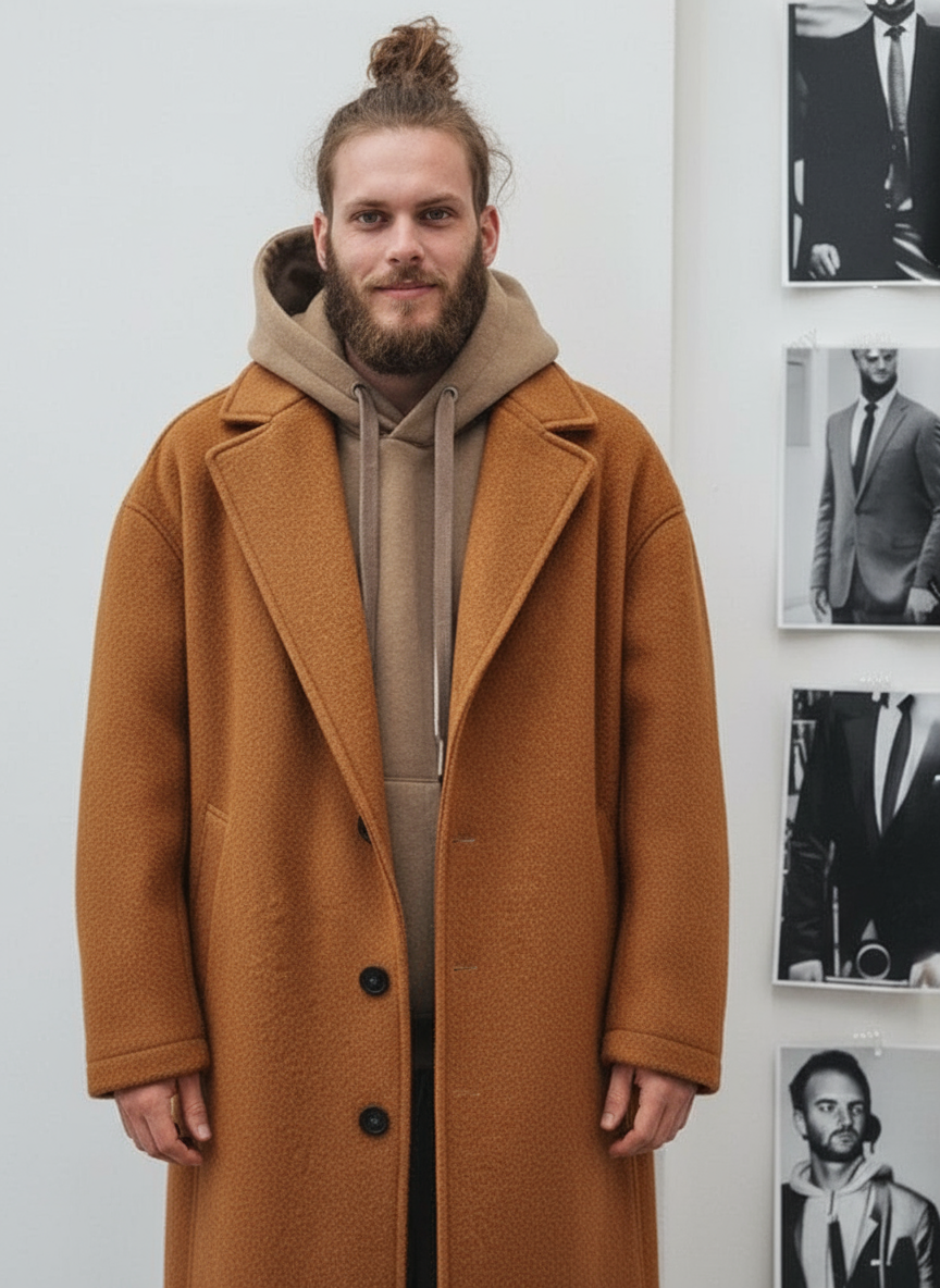 Lorenzo Cappotto Foderato in Tweed Stile Moderno