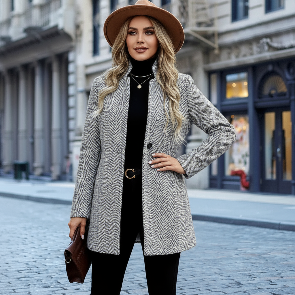 Stile Chic Cappotto Strutturato Tweed